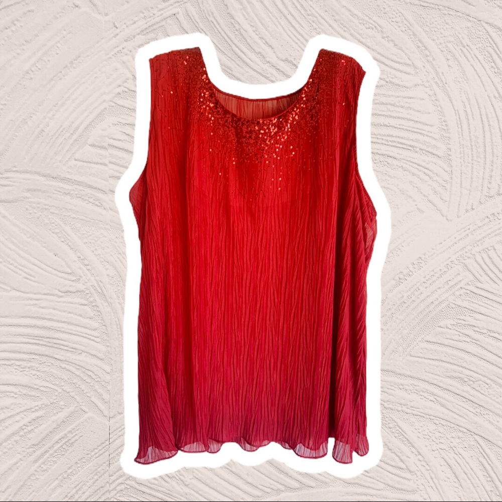 Red. Sleeveless sequined top